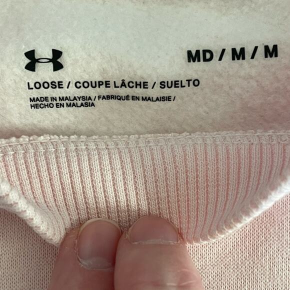 Under Armour Pink Rival Fleece Bungee Hem Sweatshirt Medium - Picture 7 of 8